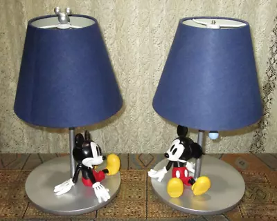 Genuine Disney Store Mickey Mouse Pull Chain Table Lamps Set Of 2 • $59.99