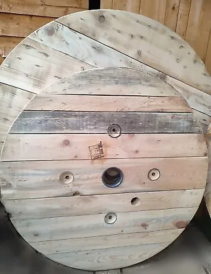 90cm Wooden Cable Reel Drum Top Sanded Ready For Stain Great For DIY Project  • £57.99