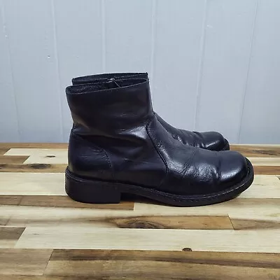 Born Ward Black Leather Side Zip Plain Toe Ankle Boots Casual Dress Men's SZ 8 • $31.49