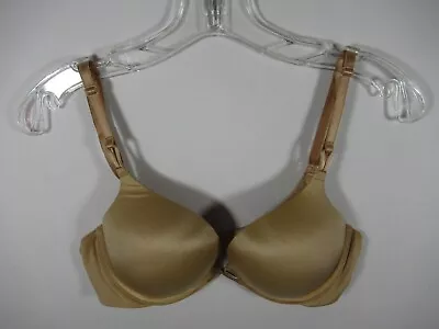 Victoria's Secret Bombshell Plunge Push Up Bra 34C Beige Underwire Satin • $13.99