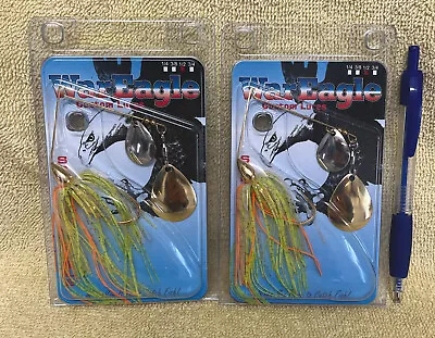 Lot Of 2 War Eagle 1/2oz Spinnerbaits Sun Perch Light Wire For Better Vibrate • $15