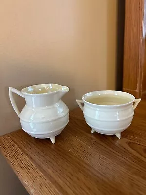 VTG Belleek Ireland China Open Sugar And Creamer Set Green Mark • $14.99