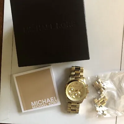 Michael Kors Runway MK5055 Midsize Chronograph Unisex Gold Tone Watch • $39.99