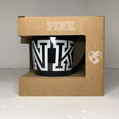 Victoria Secret Pink 16.9 Oz Black With White VS Pink Logo Coffee Mug Cup New • $17