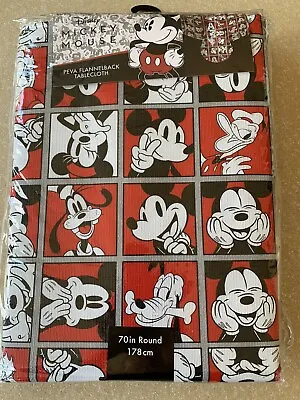 Disney Mickey Mouse Tablecloth Flannel Back Lining PEVA Pluto Donald 70” Round • $23