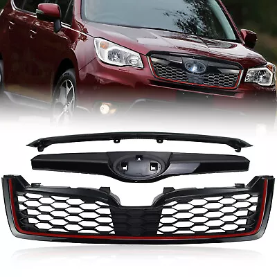 Front Grill For 2014-2018 Subaru Forester Gloss Black With Red Line • $36.80