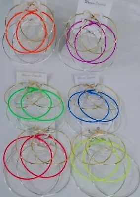 Neon Hoop Earrings Pink Silver Gold 3 Pair  • $6.50