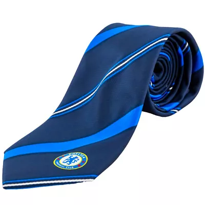 Chelsea Fc Navy Stripe Tie - Official Football Gift Cfc Fathers Day Mens Gift • £17.99