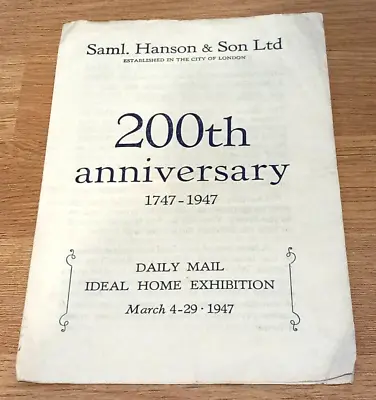 1947 Daily Mail Ideal Home Exhibition 200th Year Pamphlet • £7.95