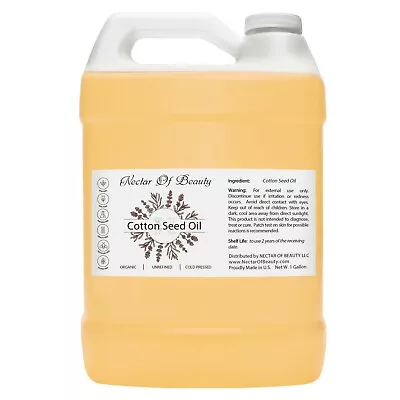 Cottonseed Oil 1 Gallon 100% Pure Organic Cold Pressed Bulk Carrier Oil Natural • $62.38