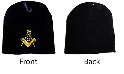 8  BLACK MASONIC EMBROIDERED WINTER Mason BEANIE Cap Hat WIN960 • $7.77