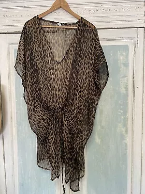 Unbranded Womens Boho Design Animal Print Sheer Ladies Kaftan Size L XL • $18