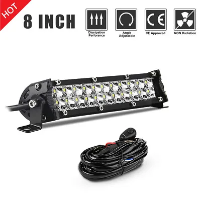 8 Inch LED Light Bar Flood Spot Combo Offroad Driving Truck SUV 4WD ATV + Wiring • $19.94