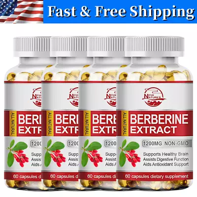 Premium Berberine HCL Extract 1200mg Healthy Cholesterol & Low Blood Sugar • $10.99