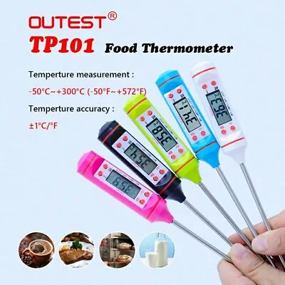 £0.99 • Buy Digital Food Thermometer Probe Cooking Meat Kitchen Temperature BBQ Turkey Milk