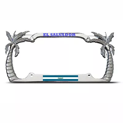 EL SALVADOR FLAG Metal PALM TREE License Plate Frame SALVADORAN PRIDE Tag Border • $17.99