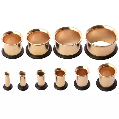 £2.69 • Buy Rose Gold Single Flare Flesh Tunnel Ear Stretcher Expander Metal
