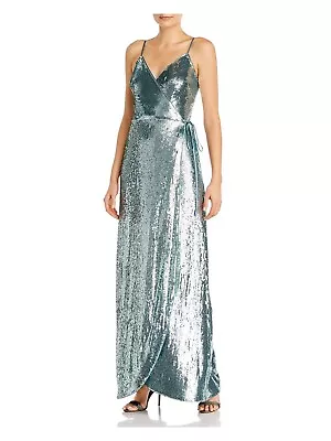 AIDAN AIDAN MATTOX Womens Green Tie Snap Closure Spaghetti Strap Gown Dress 16 • $60.99