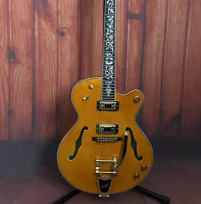 Custom Finish 6String Hollow Body Yellow Electric Guitar HH Pickup Mahogany Neck • $333.89