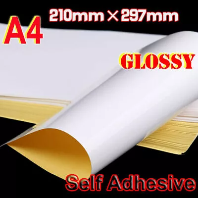 100x A4 Gloss Paper Self Adhesive Glossy Sticker Label For Laser Inkjet Printer • $21.92