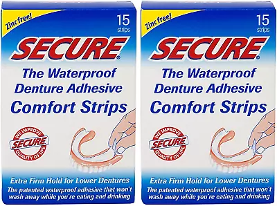 Secure Comfort Strips Waterproof Denture Adhesive - Zinc Free - Extra Firm Hold  • $21.69