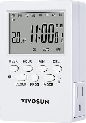 7 Day Timer Digital Programmable Electric Timer Indoor With Dual Outlet Switch • $25.99