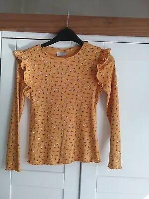  Matalan Girls Mustard Ribbed Long Sleeve Top 9 Years • £1.25