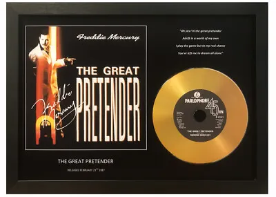 Freddie Mercury 'the Great Pretender' Signed Photo Gold Disc Memorabilia Gift • £17.99