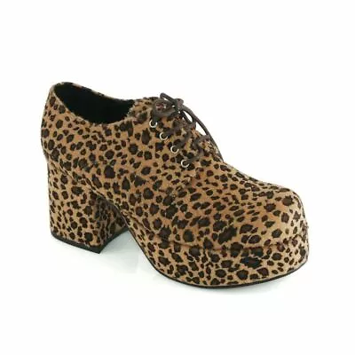 Ellie Shoes Pimp Leopard Disco 70s 3  Heel Mens Platform Lace Shoes 312-PIMP • $59.99