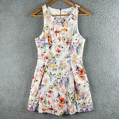 $21.56 • Buy Forever New Dress Womens 10 White Floral A Line Short Sleeveless Zip Round Neck