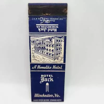 Vintage Matchbook Hotel Jack Winchester Virginia Memorabilia • $3.97