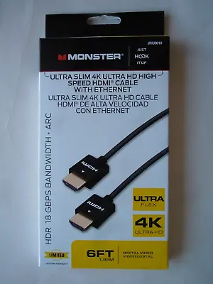 Monster Ultra Slim 6 Ft. L High Speed 4K HDMI Cable With Ethernet • $15.99