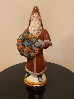 $325 • Buy Vaillancourt Folk Art Santa Claus Figure W/Pineapple Wreath- 2007- 12  Tall-Used