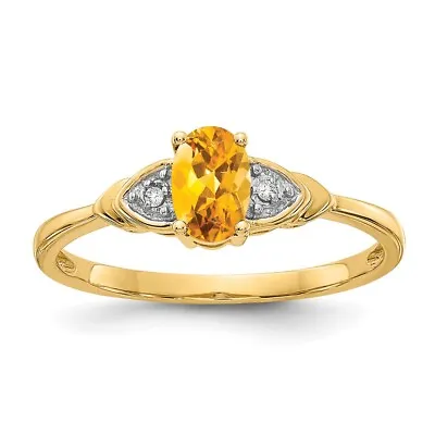 $309 • Buy 14k Yellow Gold Citrine Diamond Ring Birthstone November Fine Jewelry Women