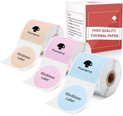 3 Rolls 50x50mm Self-Adhesive Labels Paper For Phomemo M110/M120/M200/M220 Label • £14.99