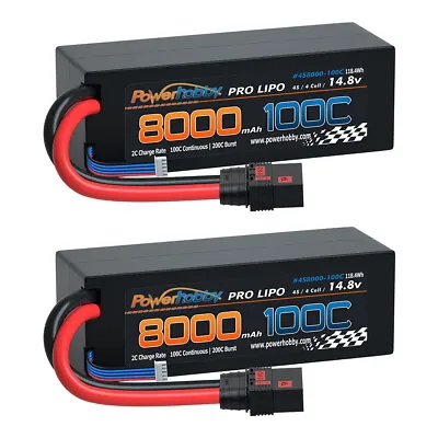 Powerhobby 4s 14.8V 8000MAH 100C Lipo Battery W QS8 Plug Hard Case 8AWG (2) • $225