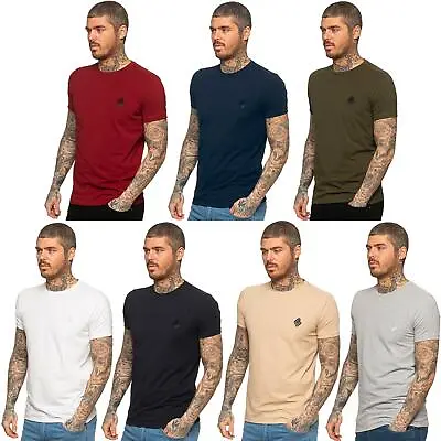 Mens Muscle Slim Fit Stretch T Shirt Gym Short Sleeve Top Crew Neck Tee S - XL • £9.99