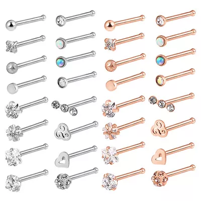 16PCS/LOT CZ Bone Nose Studs Mixed Color Stainless Steel Straight Rod 20G • $6.99