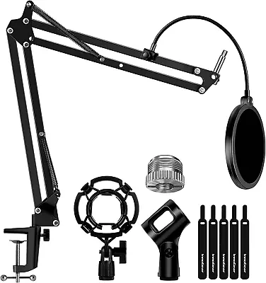 InnoGear Adjustable Microphone Stand With Mic Pop Filter Windscreen Boom Arm • £19.99