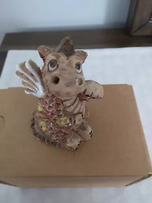 Clay Dragon Baby Figurine Studio Art Clay Gazed   Signed • $9.99