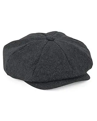 Unisex Mens Womens Dark Grey Melton Wool Baker Boy Cap Hat [S/M Or L/XL] • £11.23