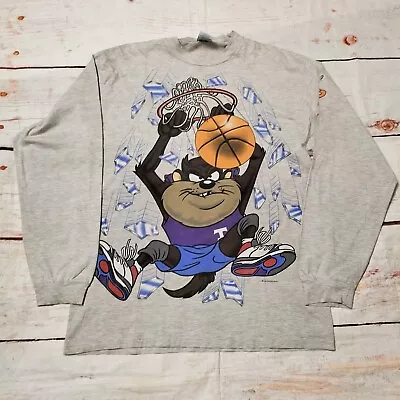 Vintage Taz Basketball Crazy Dunker Long Sleeve T-shirt 1993 Size Medium  • $120