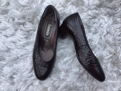£3.99 • Buy Fab Patent Shiny Deep Bronze Shimmer  Occasion Shoes 5 H Width Ex Con