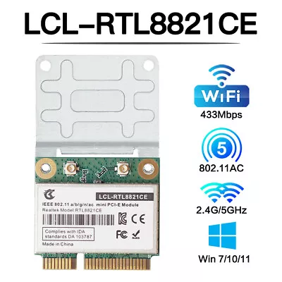 Realtek RTL8821CE Mini PCI-E WiFi Bluetooth Card Dual Band 802.11abgn/ac Windows • $8.49