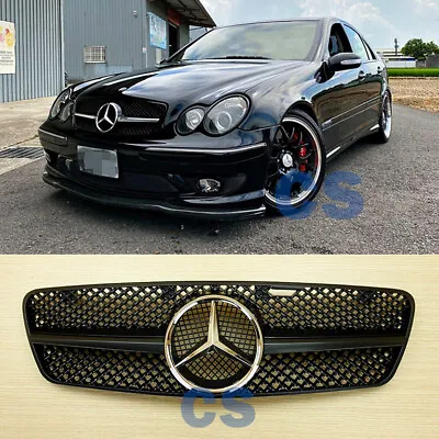 01-07 Matte Black Chrome Star Grille For M-Benz C-Class W203 C280 C320 C240 C200 • $170.53