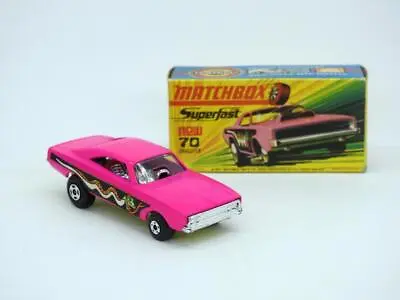 MATCHBOX SUPERFAST DODGE DRAGSTER No.70 YELLOW BASE MINT IN VNM H BOX 1971-75 • $126.28