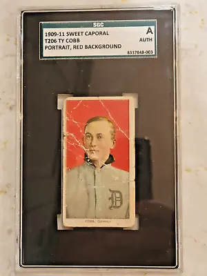 1909-11 Ty Cobb T206 Sweet Caporal Red Background Portrait Card- Sgc Authentic • $3299