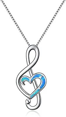 Sterling Silver Music Note Pendant Necklaces Opal Jewelry For Music Dance Lovers • $91.09