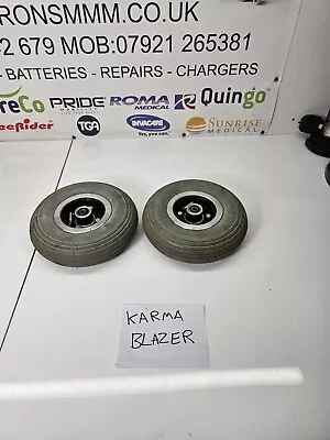 Karma Blazer Electric Wheelchair Parts Front Wheels And Tyres Pair • £39.99