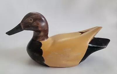 Vintage 9  Wood Duck Hand Carved Painted Glass Eyes Folk Art • $27.99